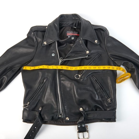 Brooks Black Leather Brando Motorcycle Jacket SIze 40 Made in USA Talon … - Picture 13 of 16